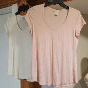 BUNDLE of 2 - Mercer Madison T-Shirts. Pink and Ivory, SZ SM. Will Fit Medium!